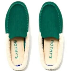 Rothy's The Scuff Slipper Slip On Merino Wool Sherpa Comfort Green 11M NWOT